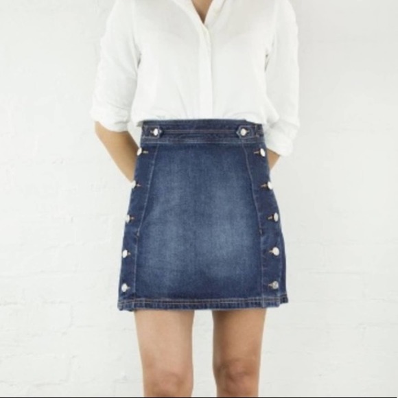 Current/Elliott Dresses & Skirts - Current Elliott Ballast Button Denim Mini Skirt Dark Wash Deep Lagoon High Waist